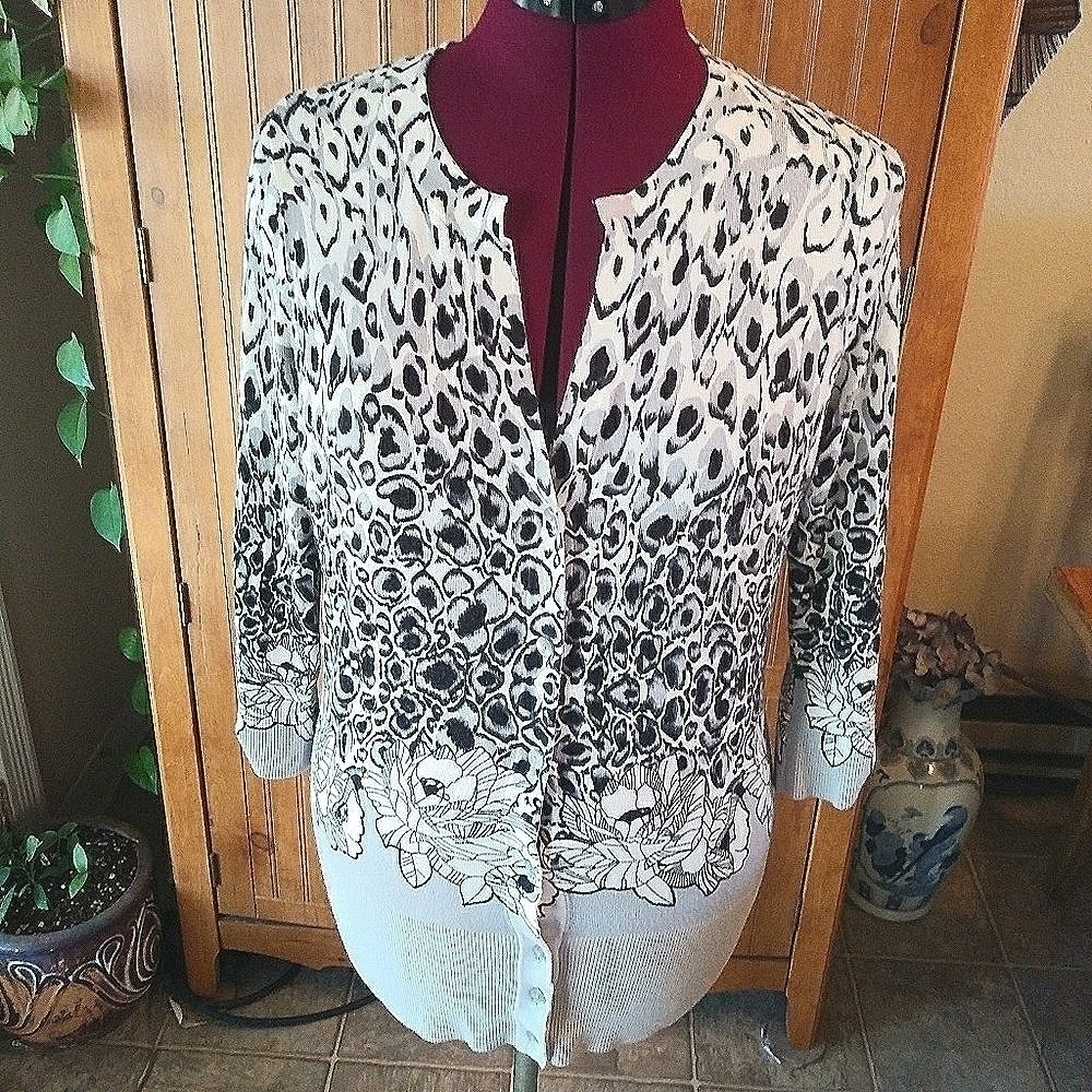 Cyrus Black and White Animal Print Cardigan